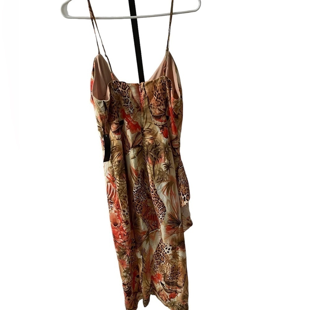 Tropical ruffle midi flower and  animal print lined sundress NWT - Picture 2 of 5